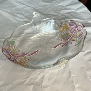 Mikasa Holiday Bells Decorative Basket Glass Frost